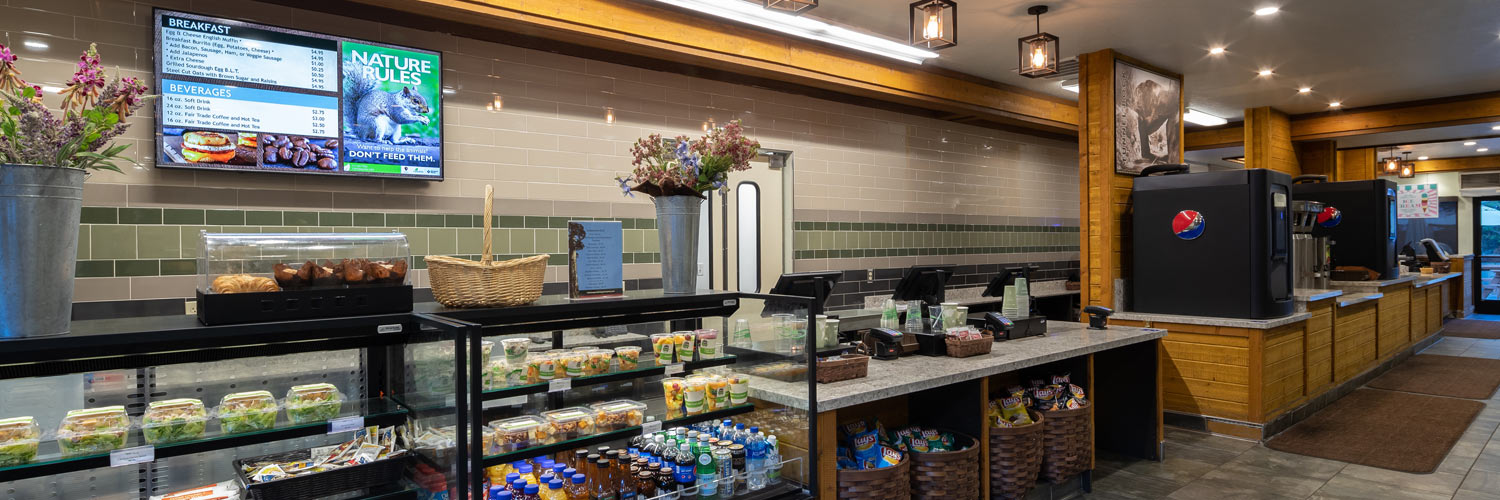 Interior view of food order counter at Lodgepole Café inside Sequoia National Park