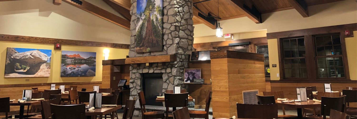 Interior of the recently-renovated Grant Grove Restaurant in Kings Canyon National Park