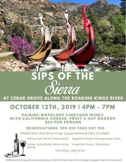 Sips of the Sierra Wine Tasting event flyer